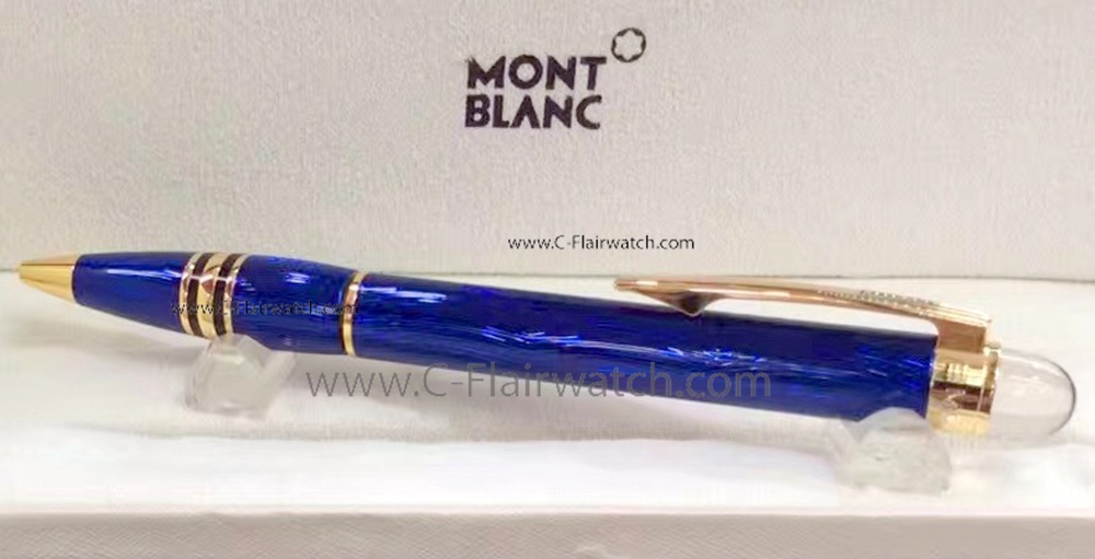Best Mont blanc Starwalker Pen / Blue Ballpoint Pen w/ Gold Trim